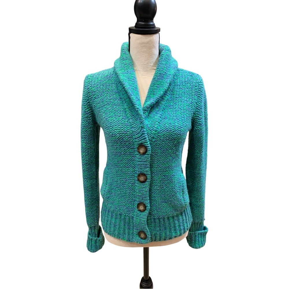 American Eagle Wool & Rabbit Sweater Womens M Shawl Collar Chunky Cardigan Cozy